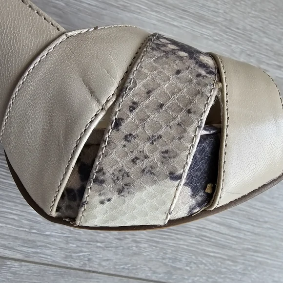 Nine West Snakeskin Leather Peep Hole Heels Pumps Stilettos - Picture 9 of 16